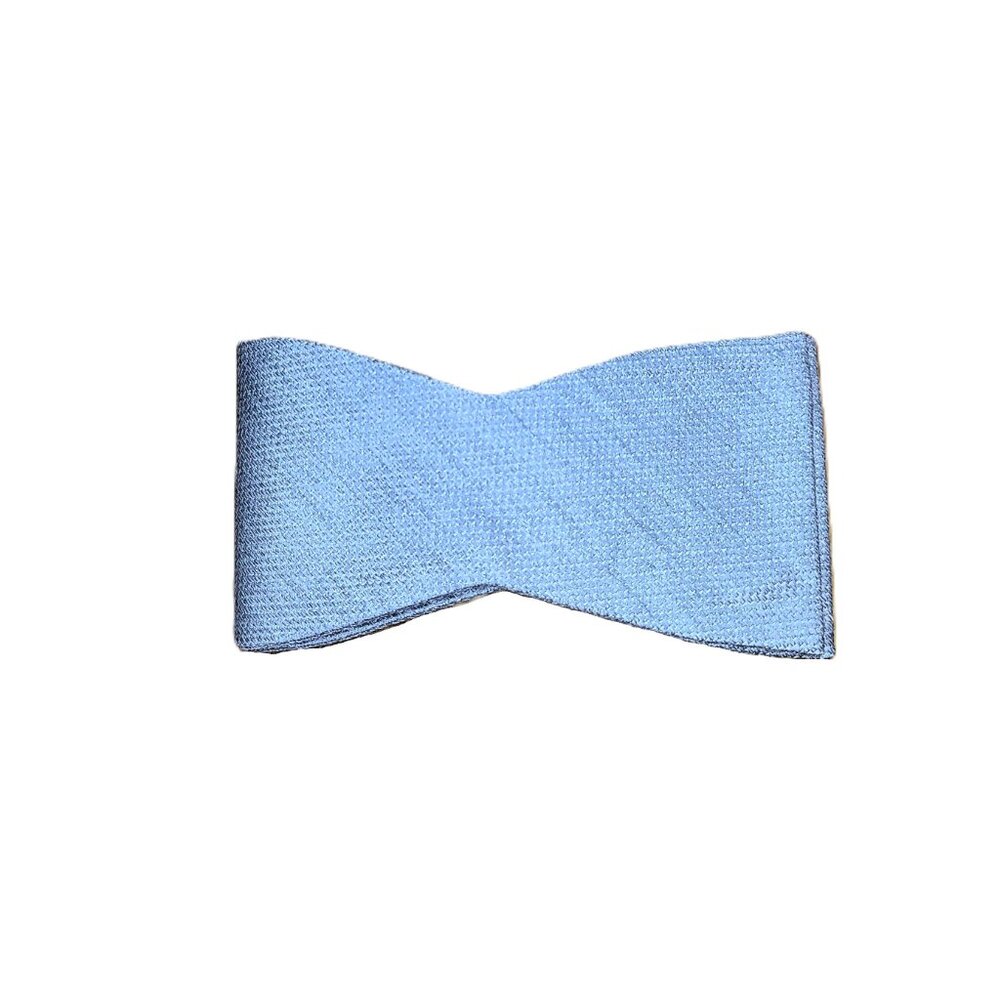 The Tie Bar Set of 3 Bow Ties Cotton Linen Silk Silver Gray Blue Geometric - Picture 7 of 15